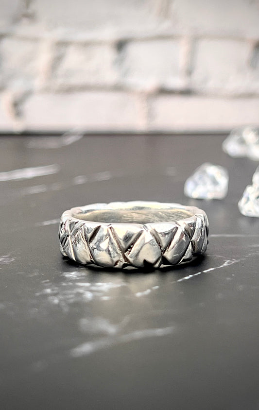 The 'Adam' Ring. Sterling Silver Organic Patterned Band.