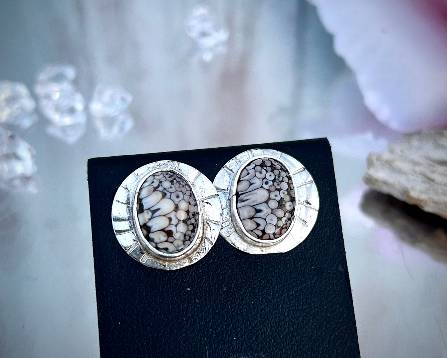 Snake Skin Agate Studs.