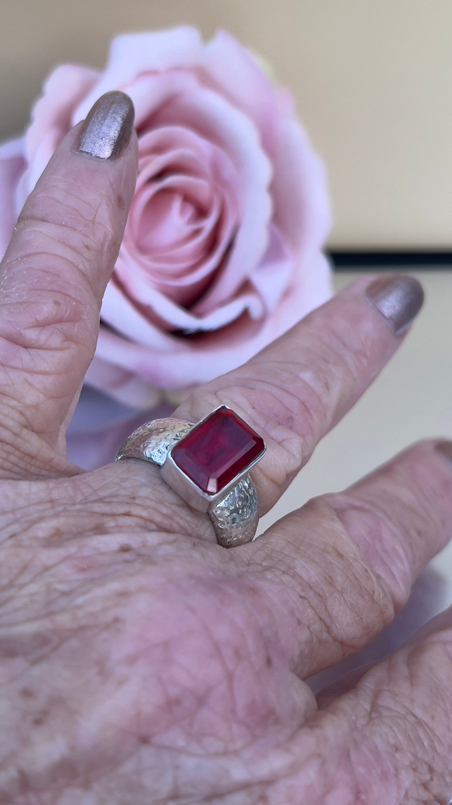 Red Czech Glass ‘Natalie’ Ring.