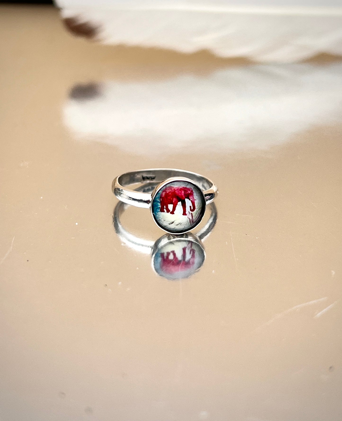 Elephant Button Ring.