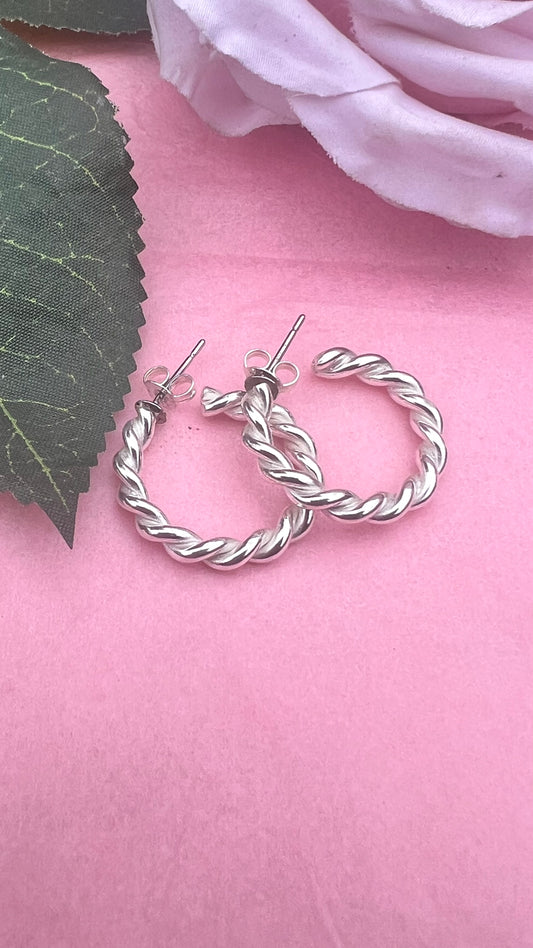 Sterling Silver Twisted Wire Earrings.