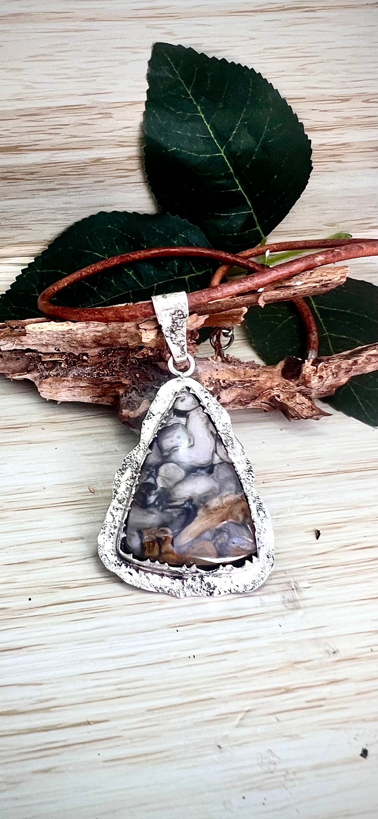Palm Root Fused Silver Pendant
