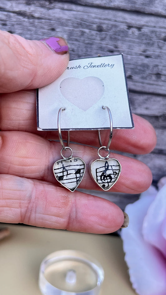 Music Heart Sterling Silver Earrings