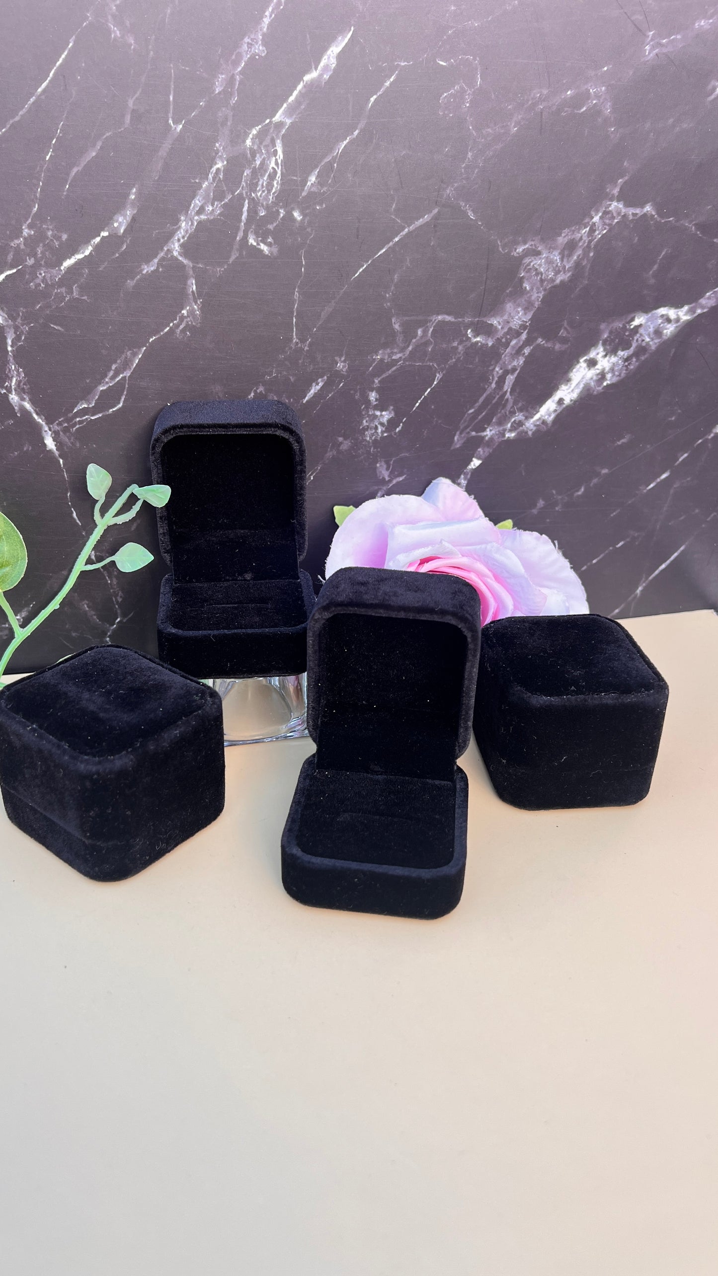 Black Velvet Ring Gift Boxes.