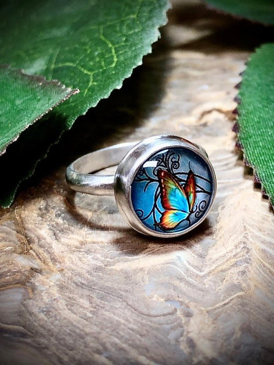 Butterfly Art Glass Ring