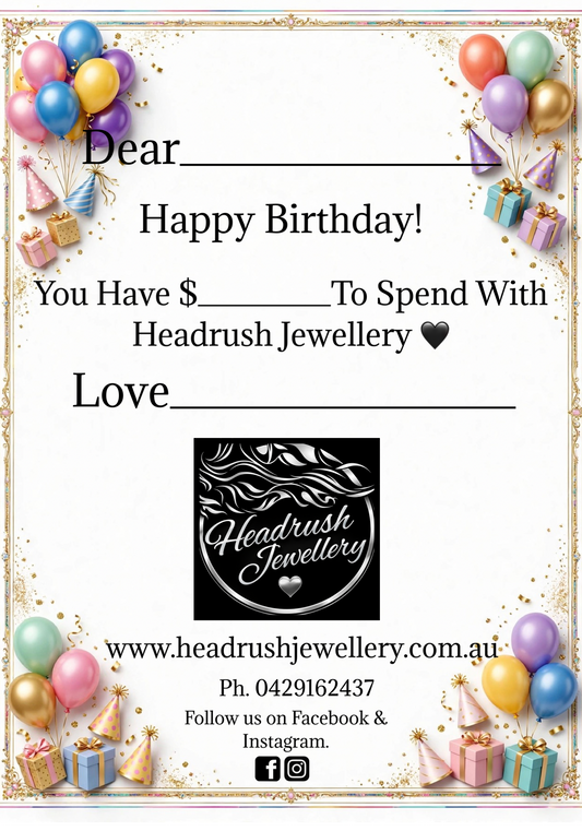 Headrush Jewellery Gift Vouchers.
