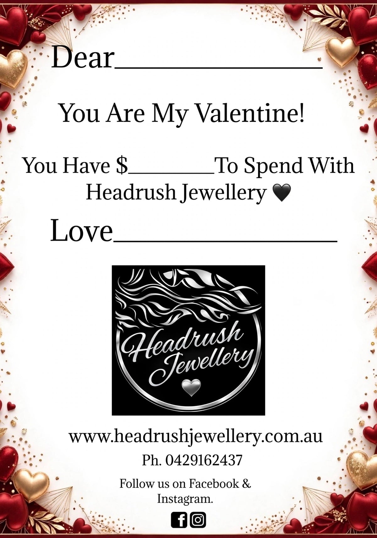 Headrush Jewellery Gift Vouchers.