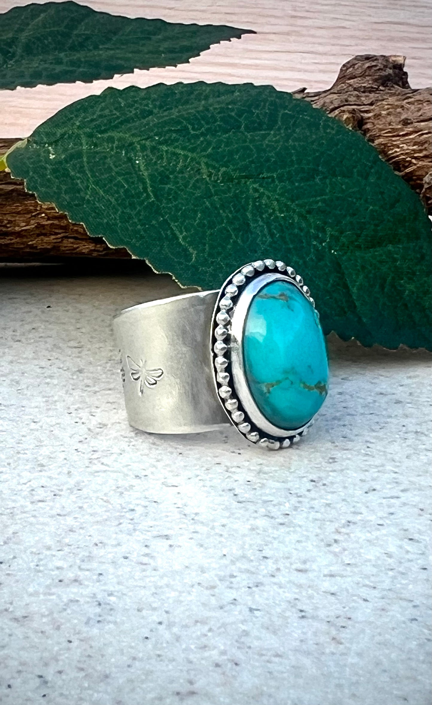 Kingman Gold Turquoise Ring