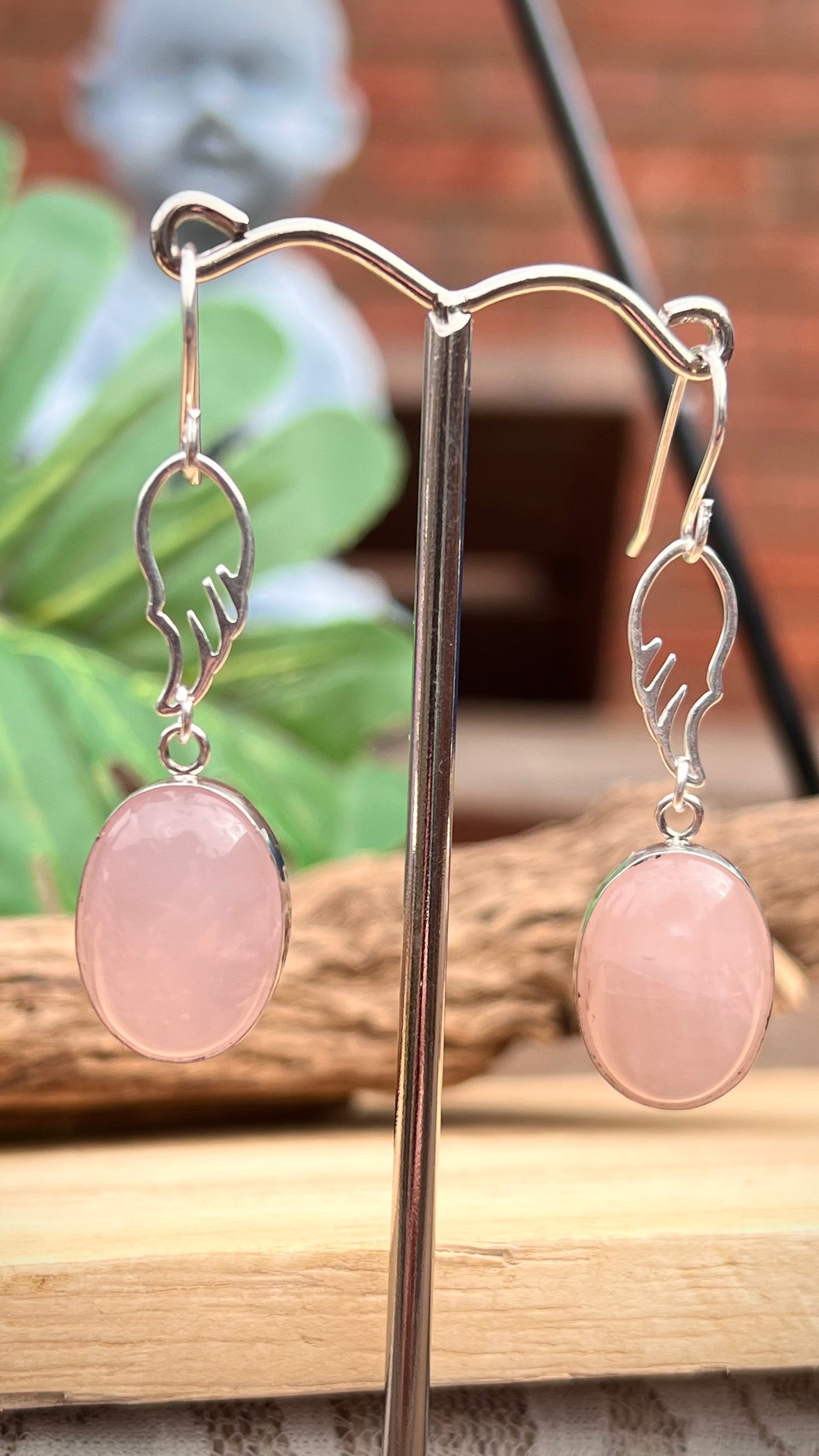 Rose Quartz Earrings.