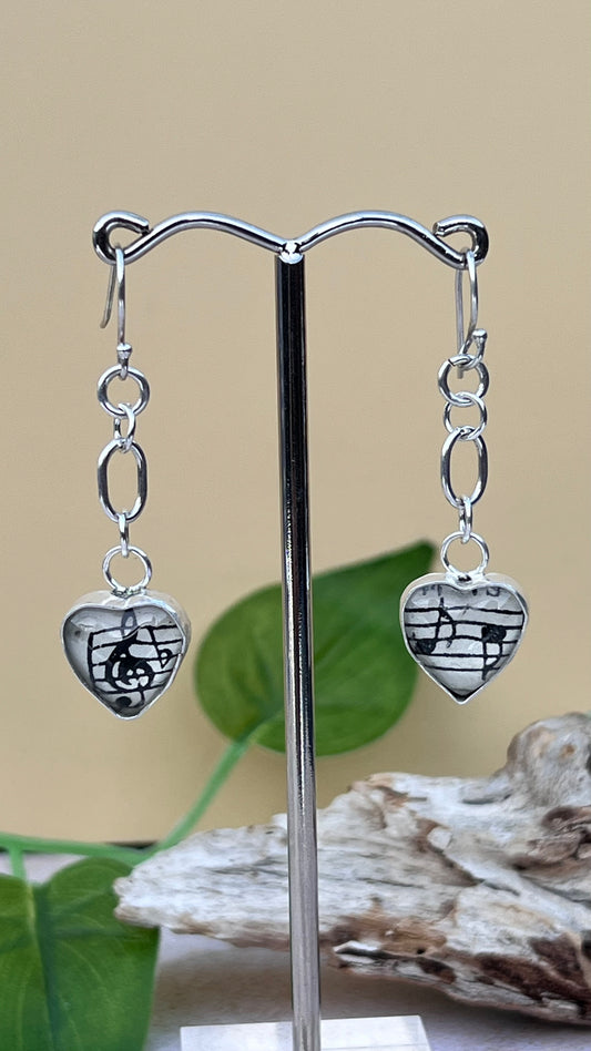 Music Heart Sterling Silver Earrings