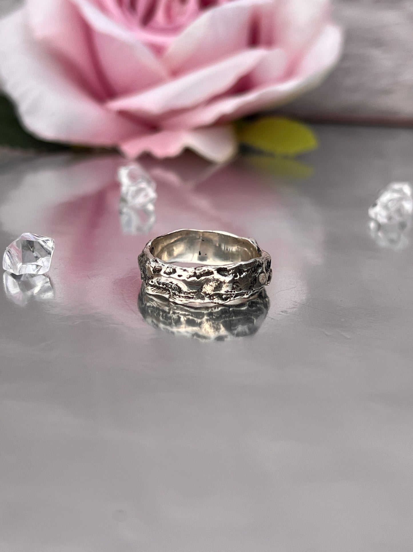 Textured Sterling Silver band 'Autumn'