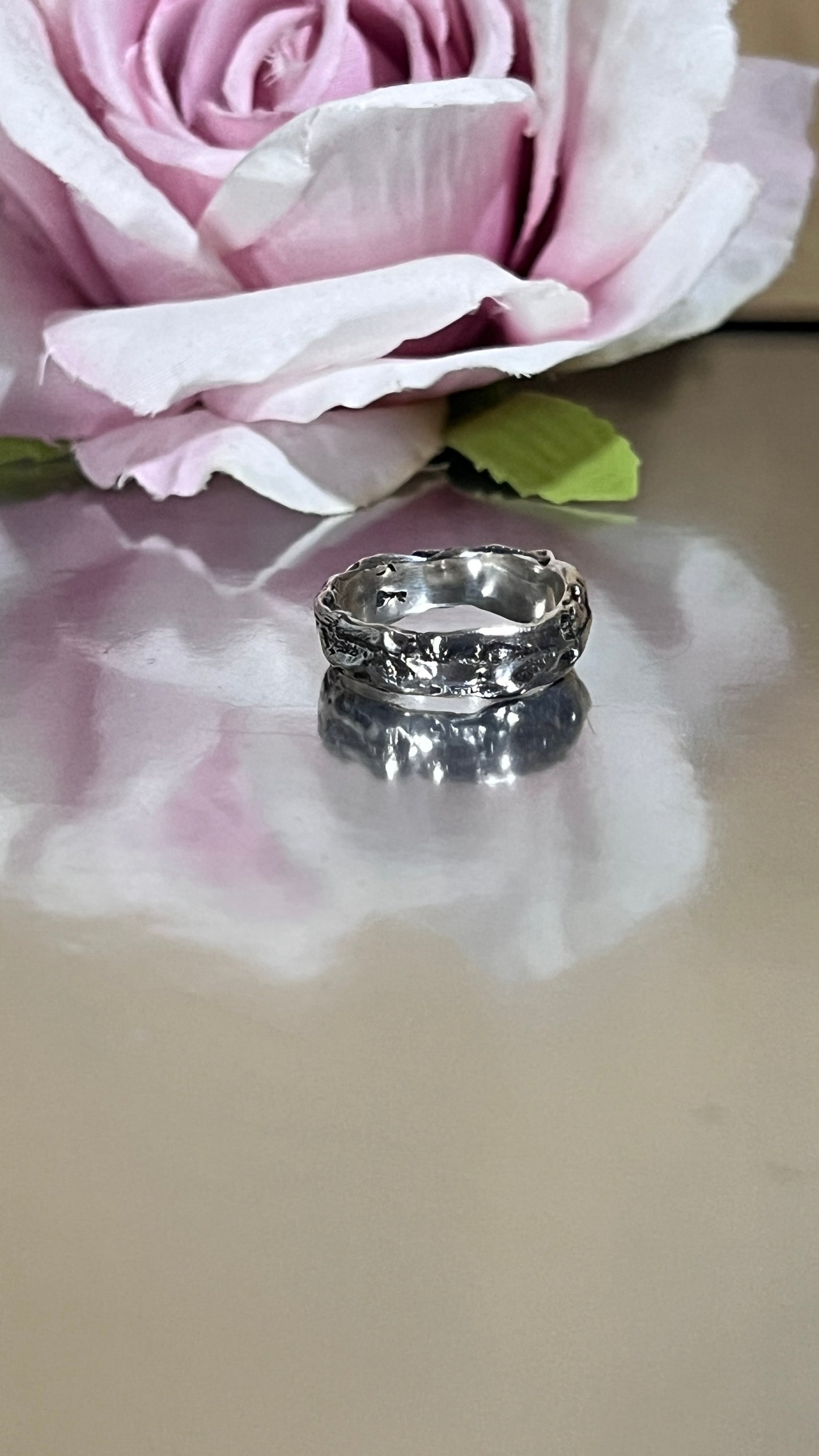 Textured Sterling Silver band 'Autumn'