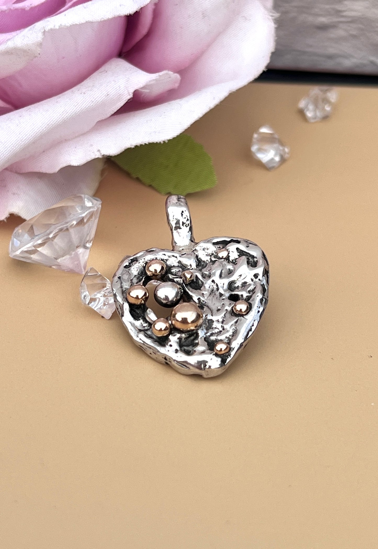 Sterling Silver & 9ct Gold Heart Pendant. Forever & Always.