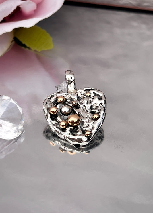 Sterling Silver & 9ct Gold Heart Pendant. Forever & Always.