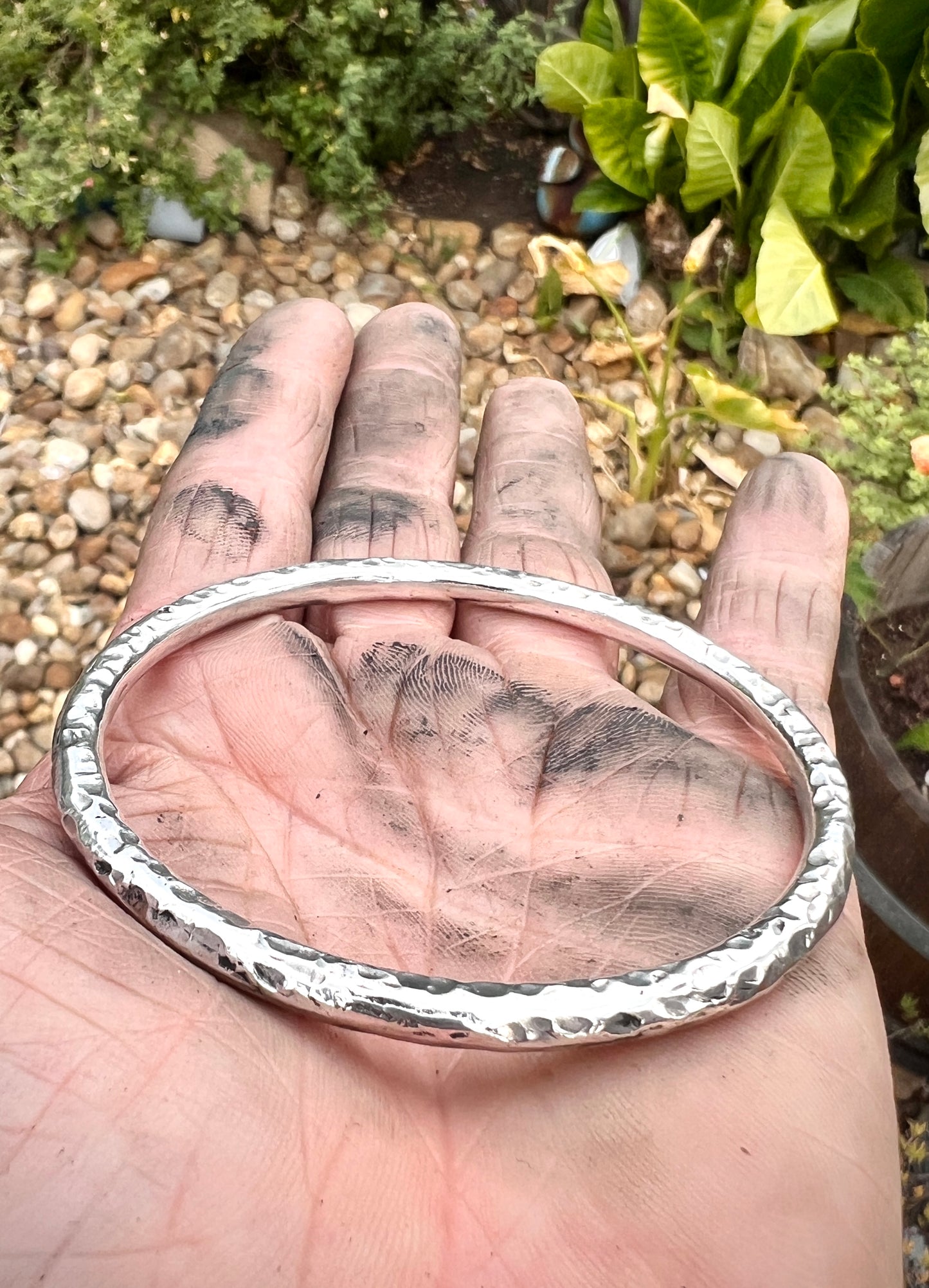 Large Sterling Silver Statement Bangle.
