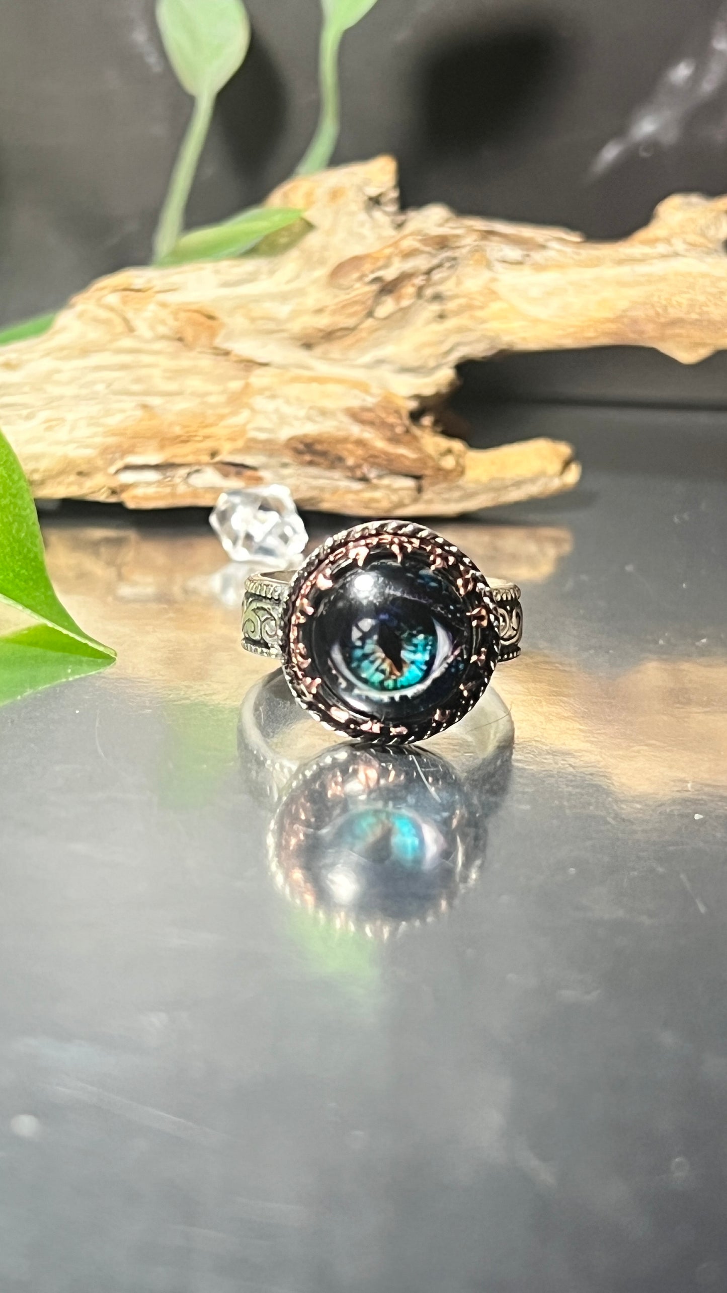 'Eye Of The Watcher' Glass Button Eye Ring.