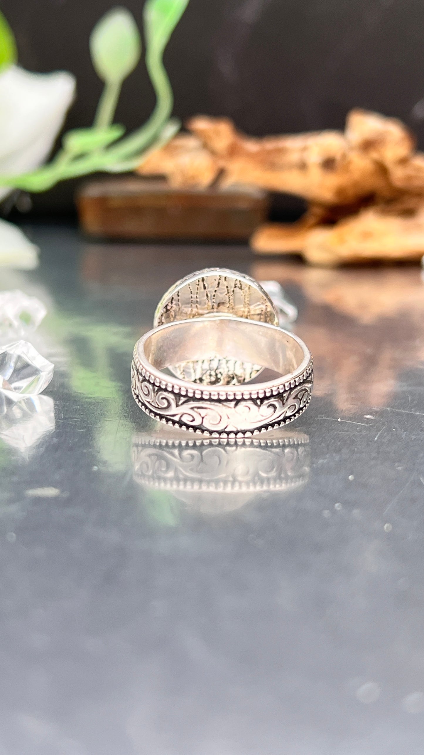 'Eye Of The Watcher' Glass Button Eye Ring.