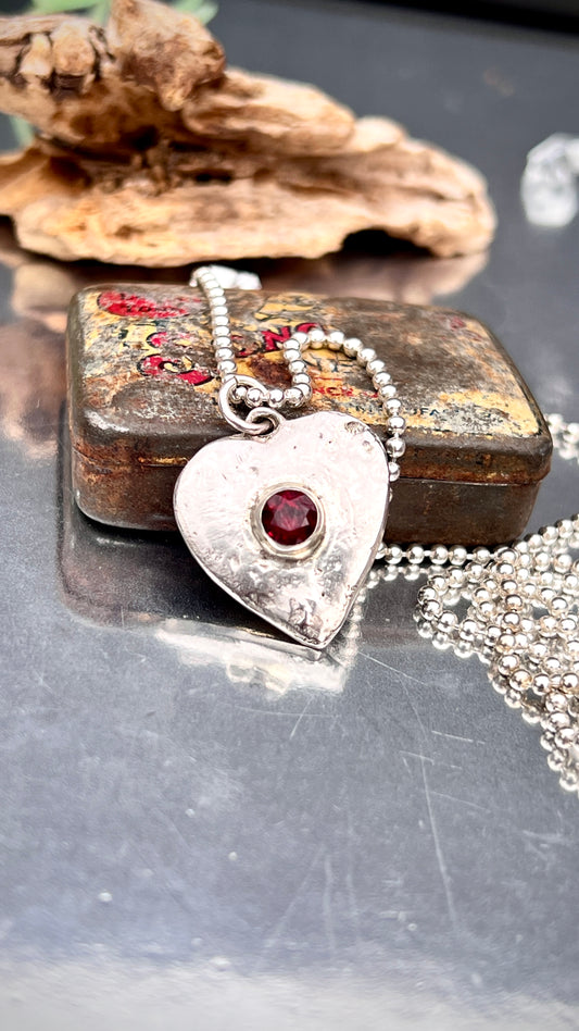 Garnet Heart Pendant.
