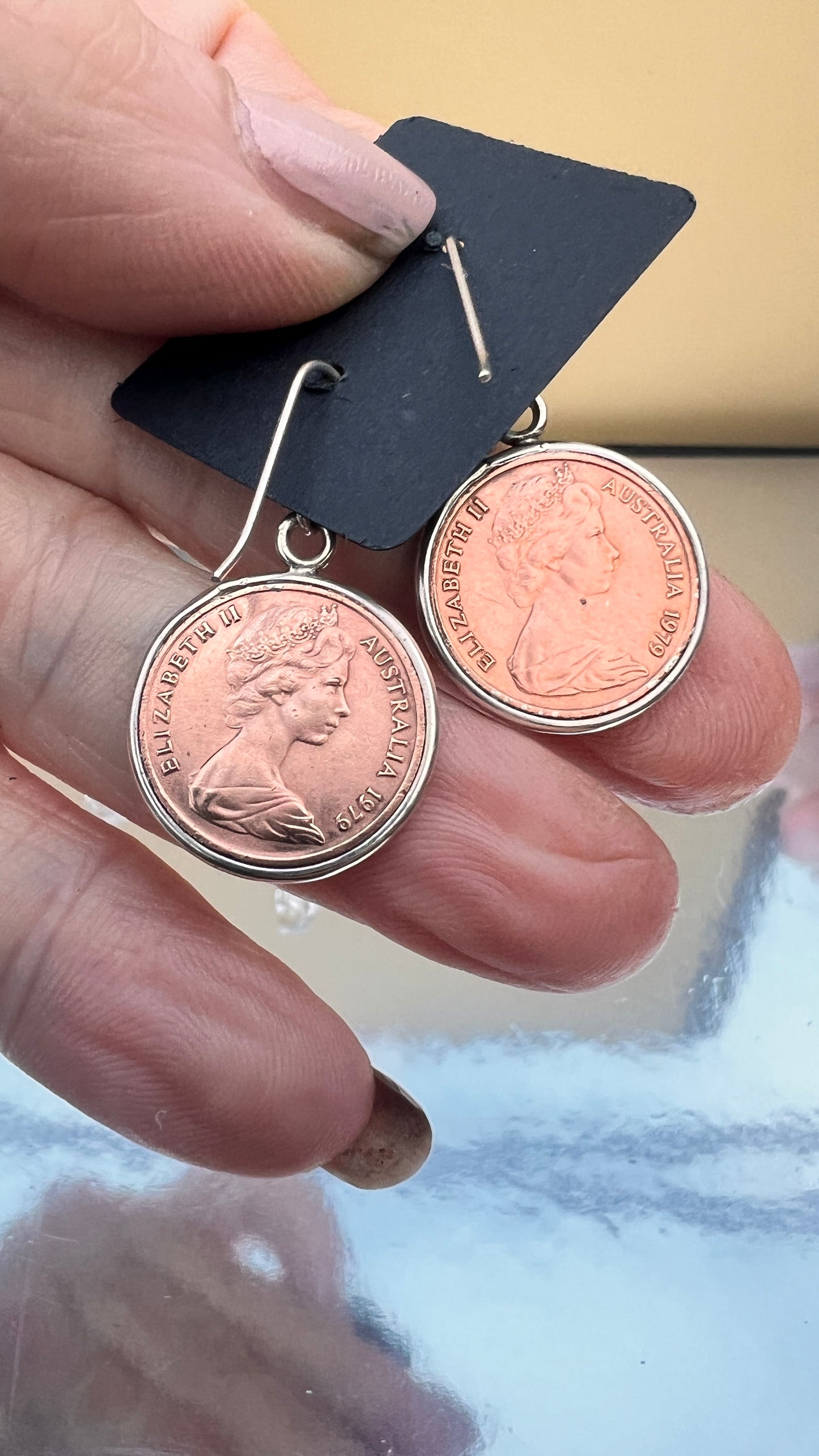 1979 Australian 1 Cent Coin Earrings.