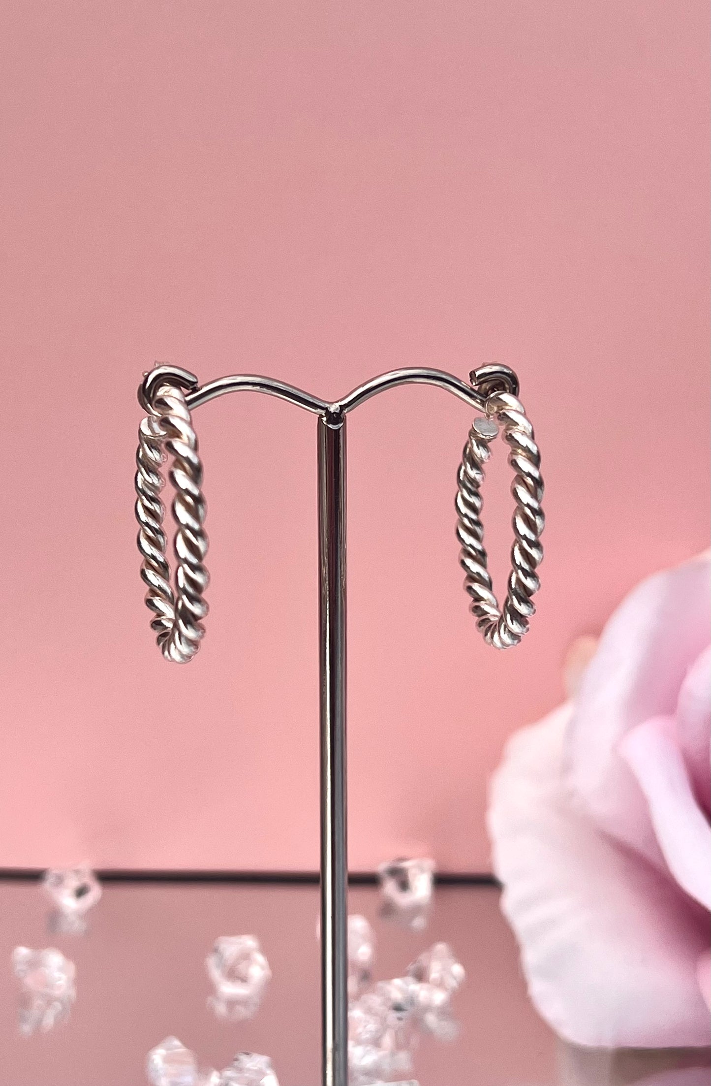 Sterling Silver Twisted Wire Earrings.