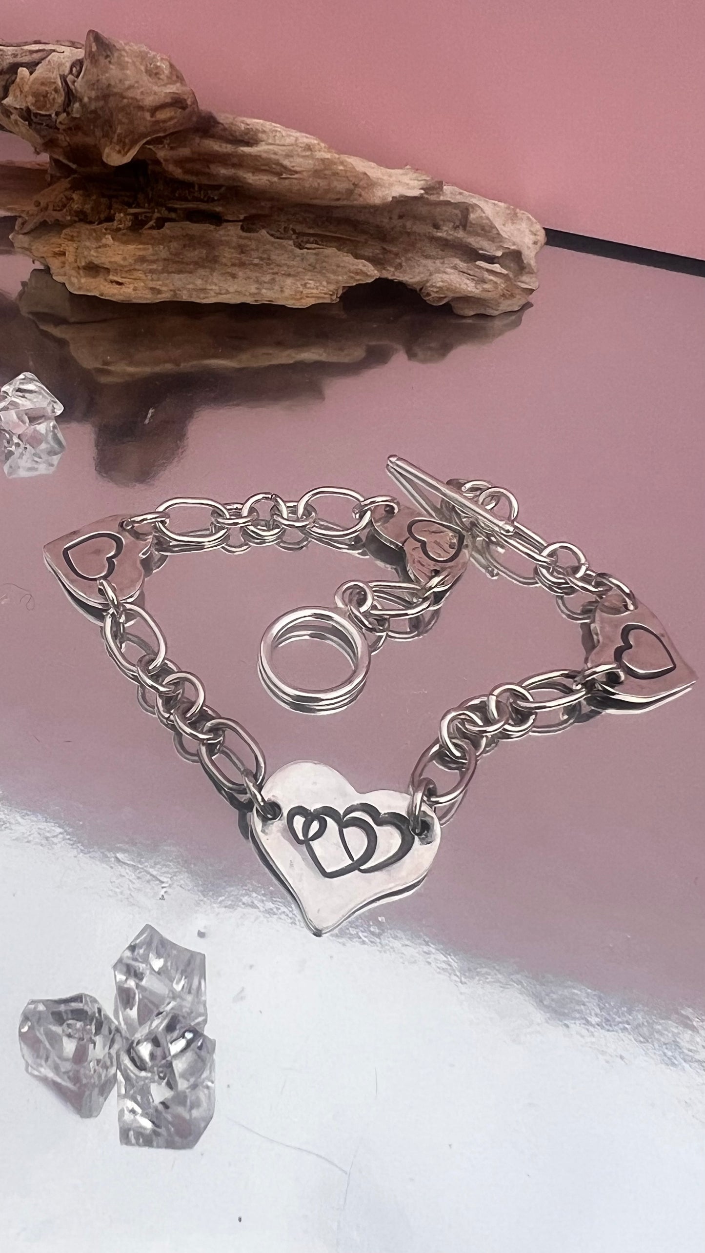 ‘four of Hearts'  Sterling Silver Bracelet.