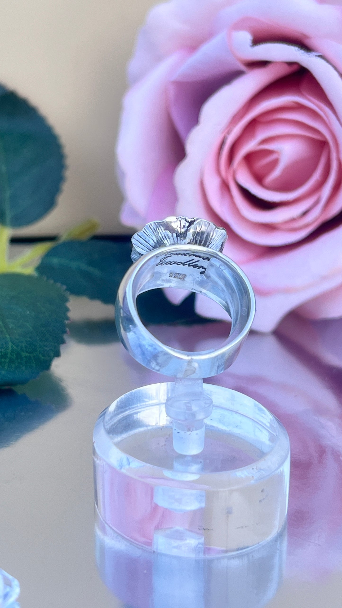Bermuda Blue Crystal Flower Ring. ‘Wildflower’