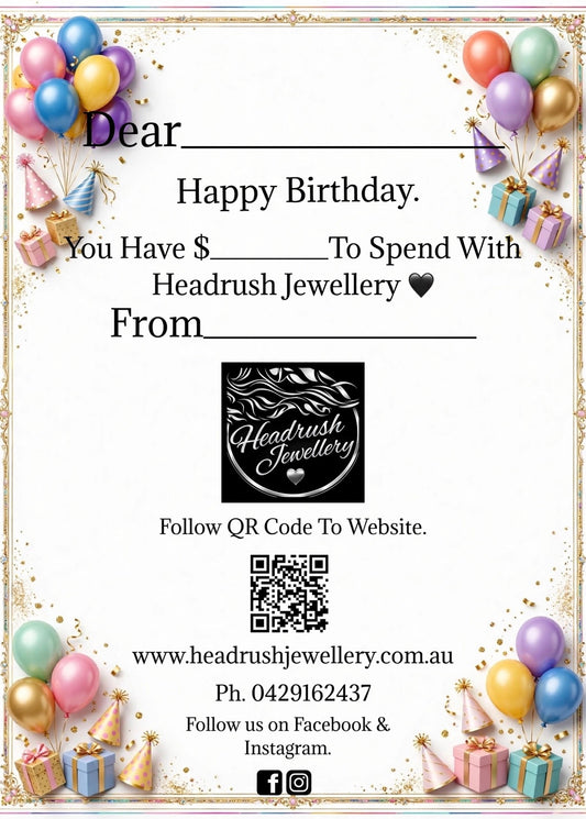 Headrush Jewellery Gift Vouchers.
