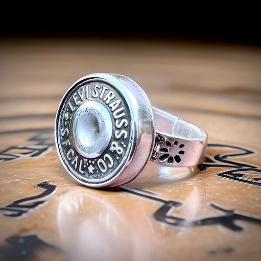 ‘Levi’ Levi Strauss Button Ring.