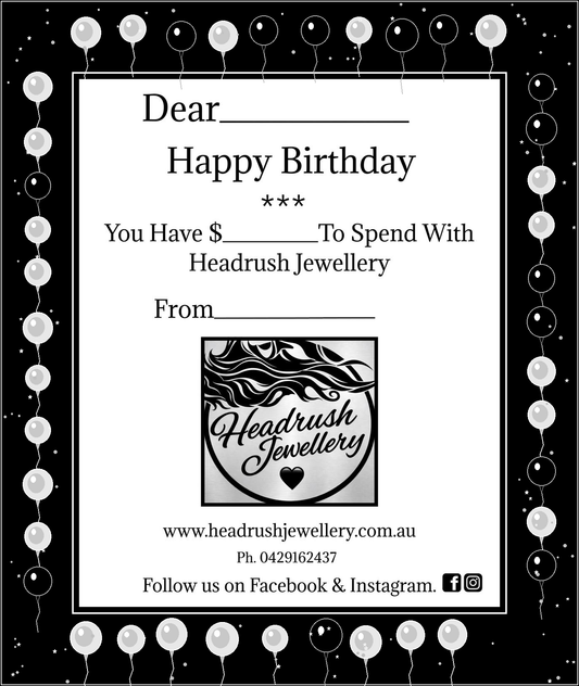 Headrush Jewellery Gift Cards.