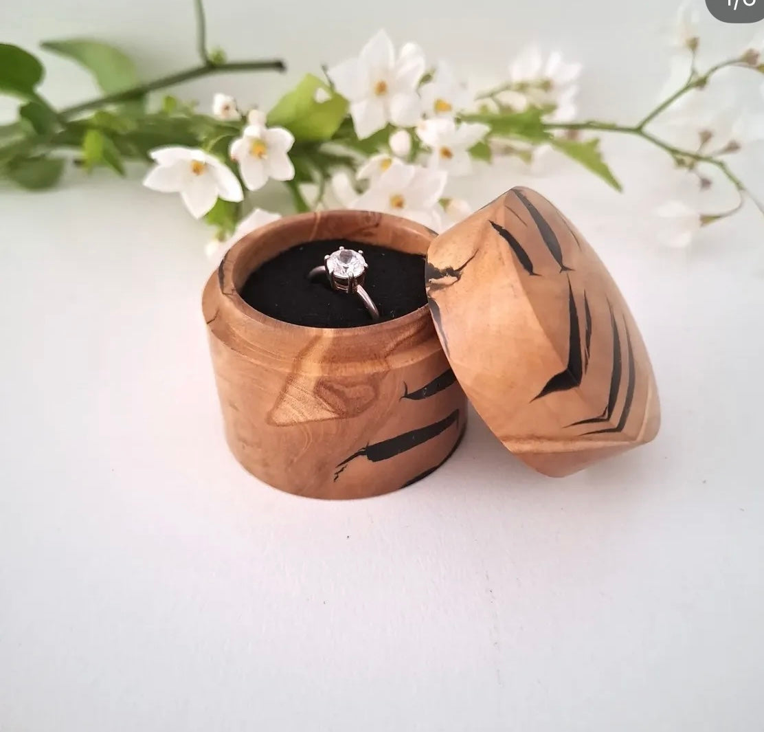 Olive Wood Engagement/Wedding Ring Gift Box.