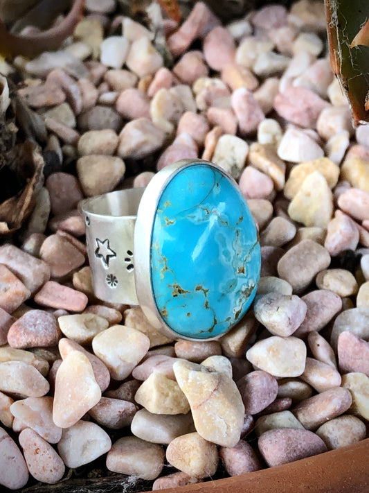 White Water Turquoise Ring "Stargazer"